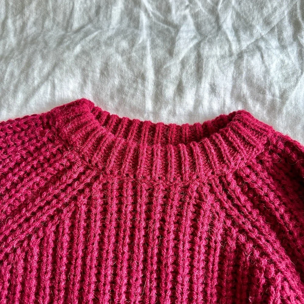 Maje Ribbed Knit Sweater - Deep Red - Picture 5 of 9